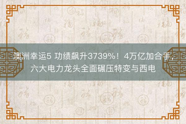 澳洲幸运5 功绩飙升3739%!4万亿加合手,六大电力龙头全面碾压特变与西电