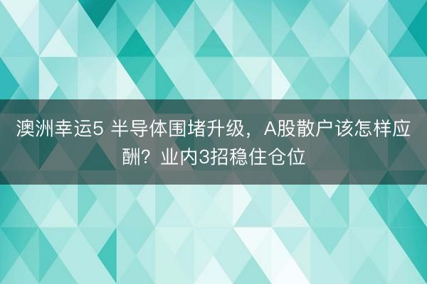 澳洲幸运5 半导体围堵升级，A股散户该怎样应酬？业内3招稳住仓位